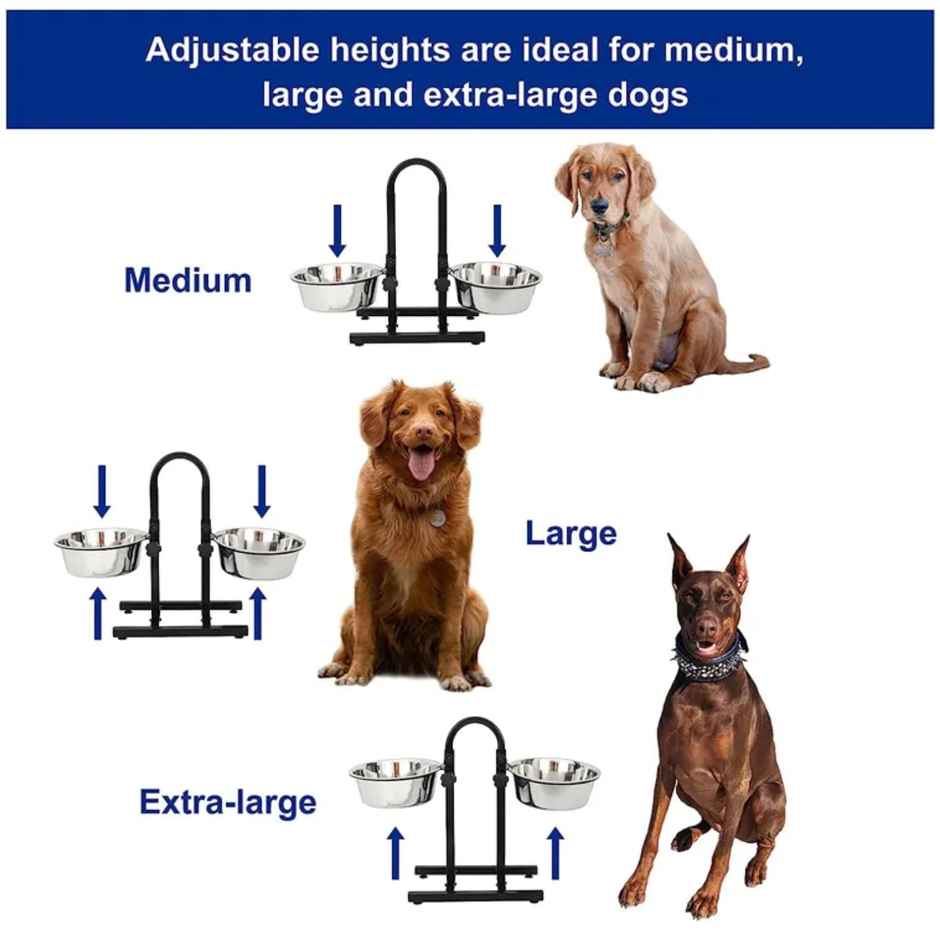 Pets Empire U Shape Adjutable Double Diner For Food & Water ( 2 X 4000Ml )