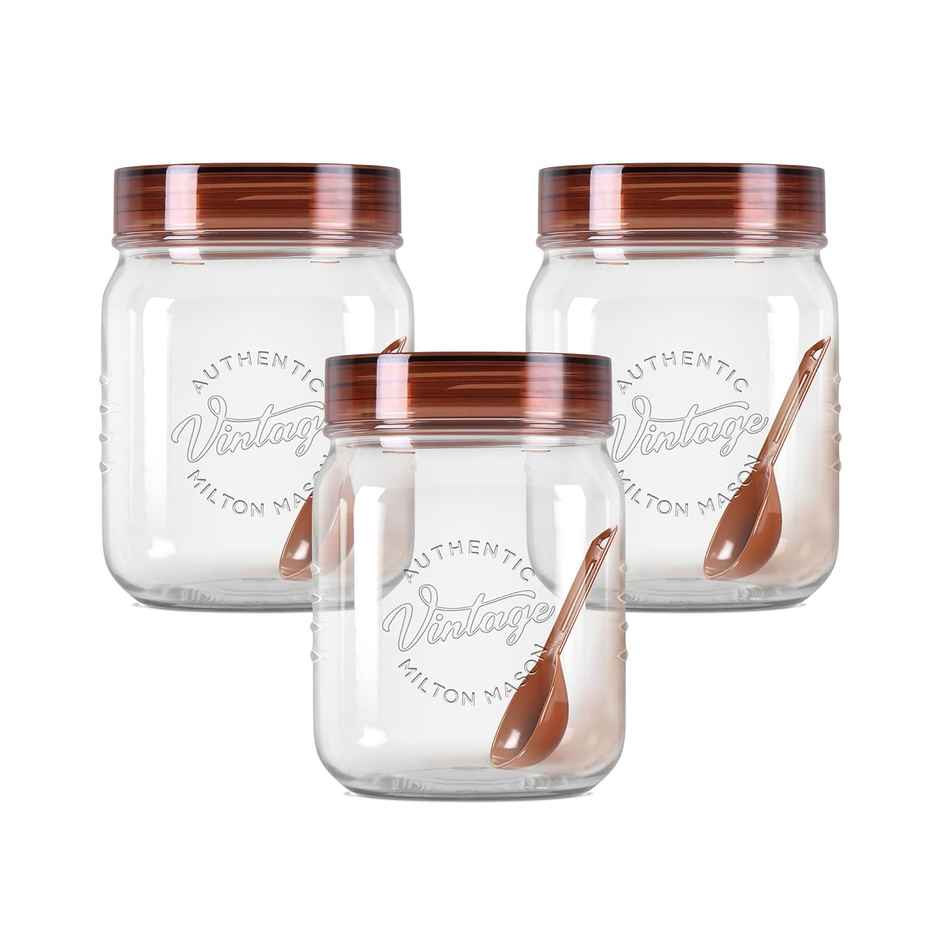 Milton Plastic Vintage Pet Jar Set Of 3, 500 ml Each, Transparent