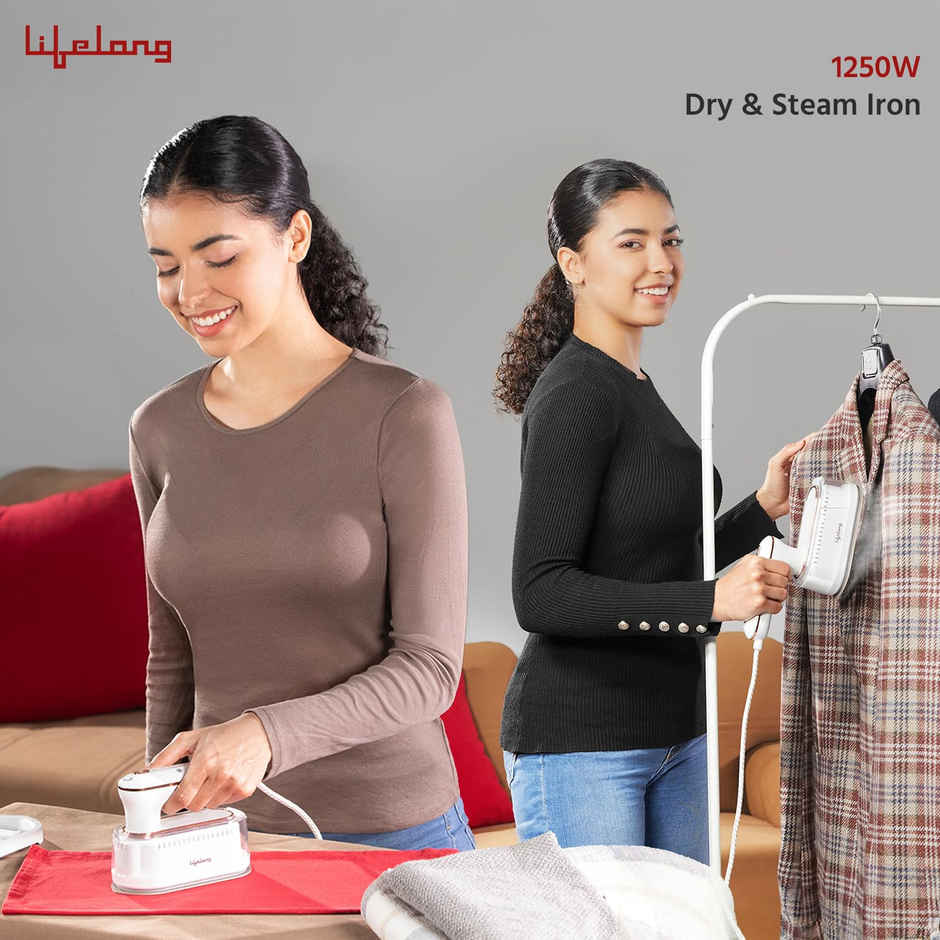 Lifelong 1250 W Steam Iron|Handheld GarmentSteamer with Rest Stand|Portable|90 ml Tank (LLGRMS901)