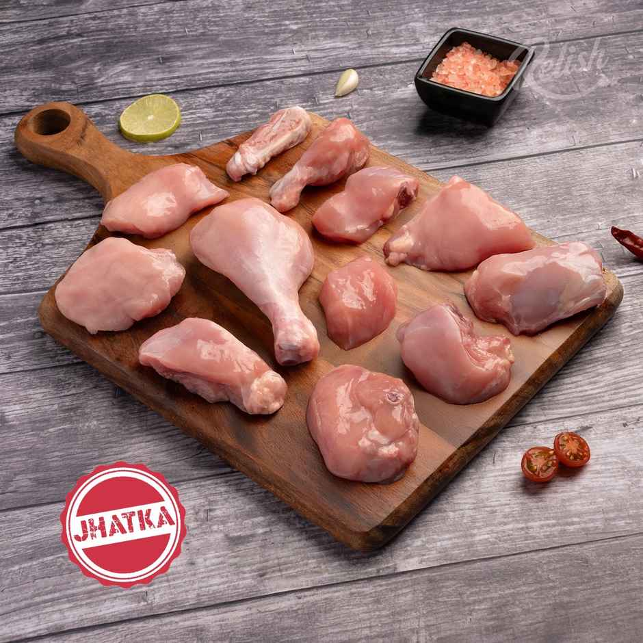 Relish Jhatka Chicken Curry Cut Without Skin | Energy - 190 kcal | Protein - 24g / 100 g