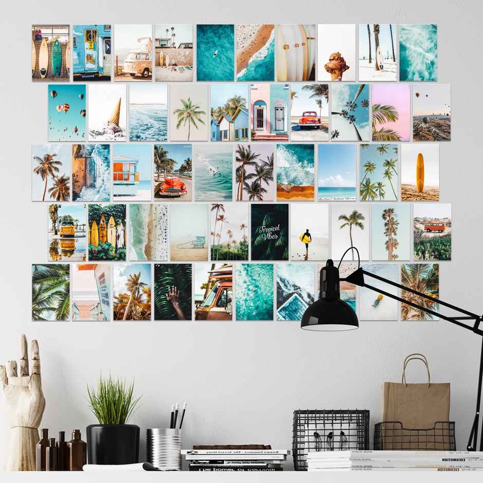 Paper Plane Design Beach Wall Posters Collage 50 Pieces (4 Inch X 6 Inch) D3