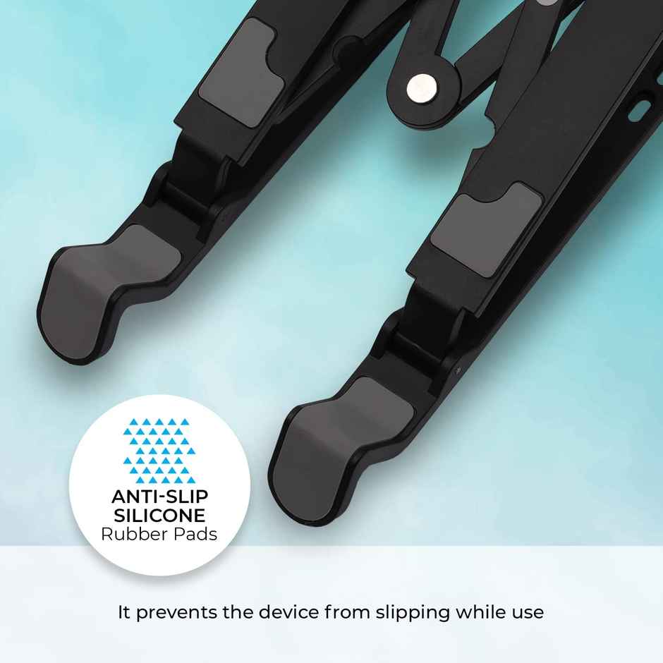 Zebronics NS1500 Laptop Stand Featuring Foldable Design, Anti-Slip Silicone Rubber Pads, Supports Maximum of 5kgs Weight Tabletop - Black