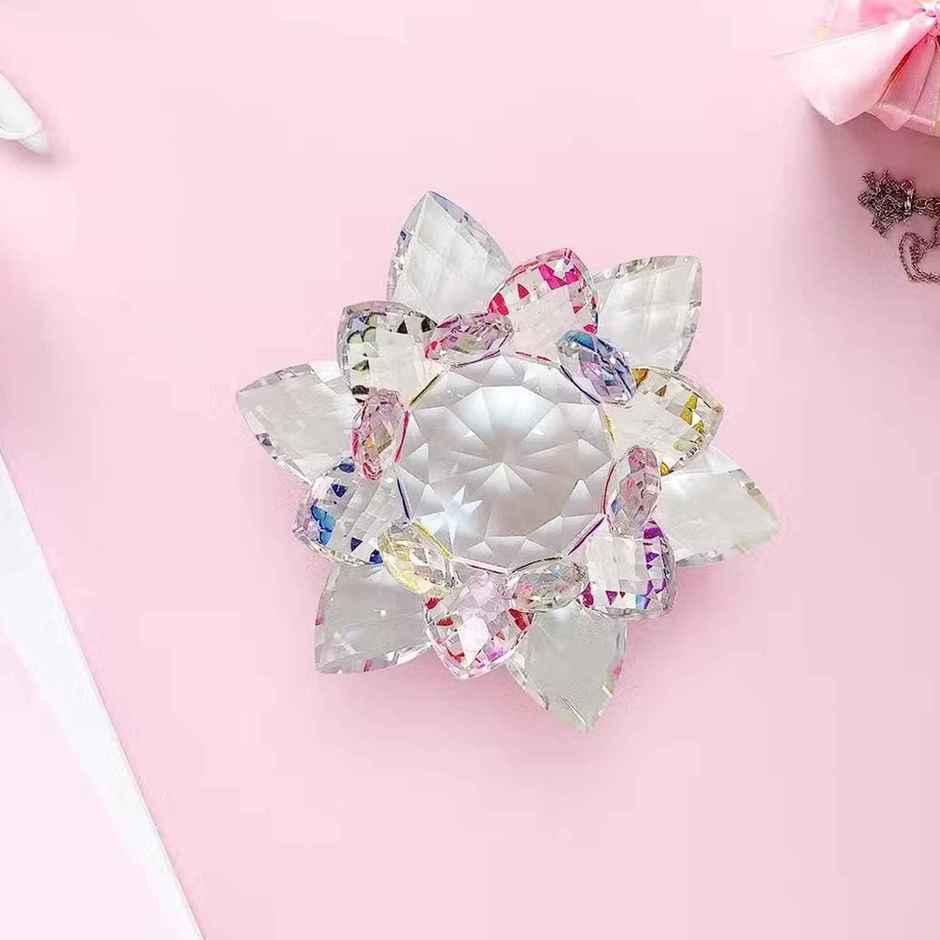 TIED RIBBONS Crystal Lotus Flower FengShui & Vastu Showpiece | Multicolour - 3.5 in x 2.5 in