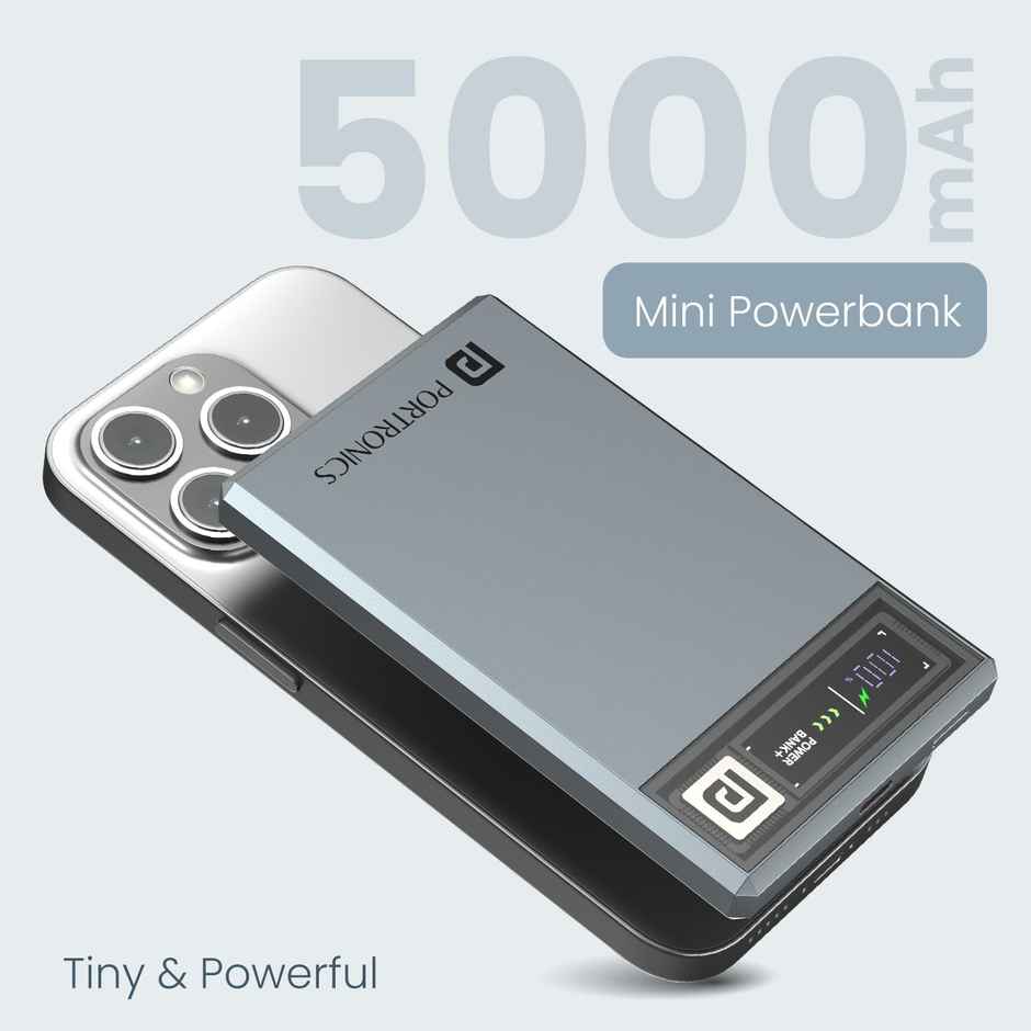 Portronics Magclick 5k 5000 mAh Slim Magnetic Wireless Powerbank with 20W Wired Output