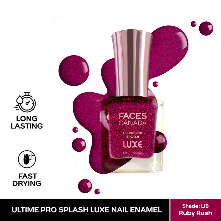 FACES CANADA Ultime Pro Splash Luxe Nail Enamel | Quick-drying | Lasting | Ruby Rush