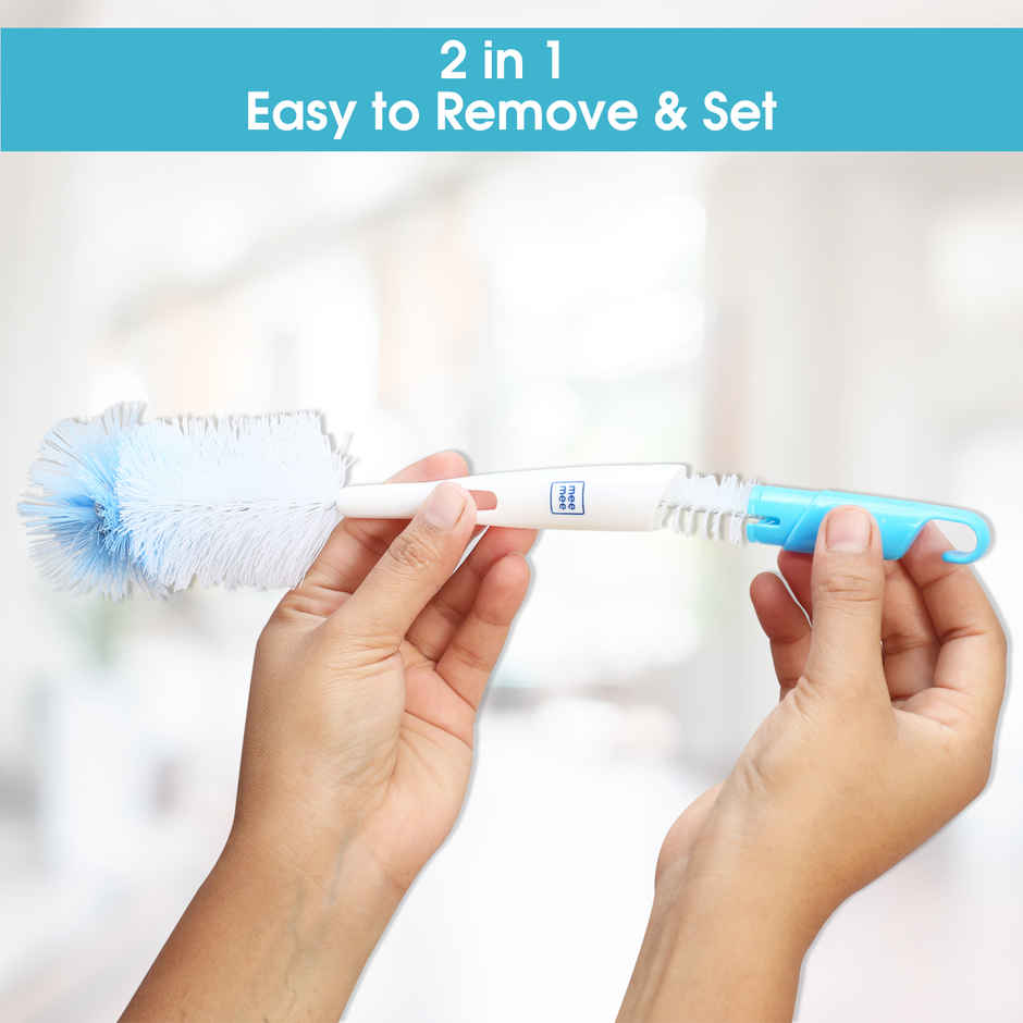 Mee Mee Bottle and Nipple Cleaning Brush with 360-degree Rotary Handle | Blue