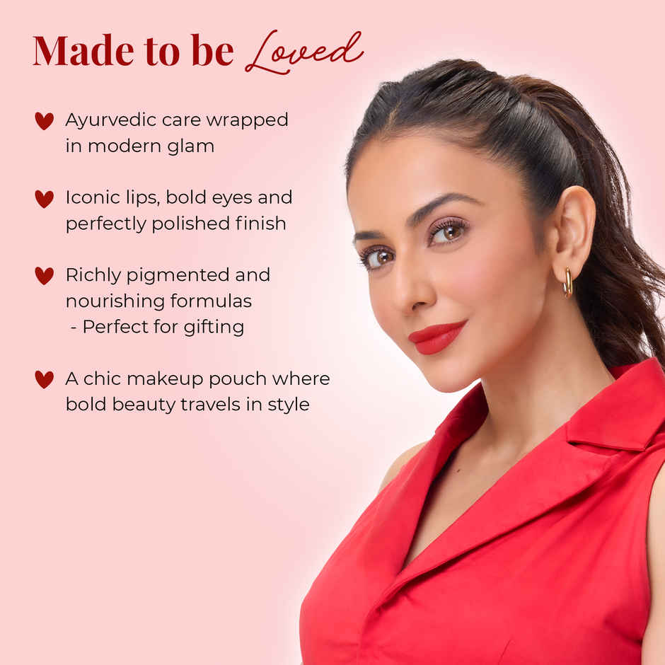 Just Herbs Paint Me Red Beauty Bag With Matte Lipstick Lip Gloss Kajal Nail Polish