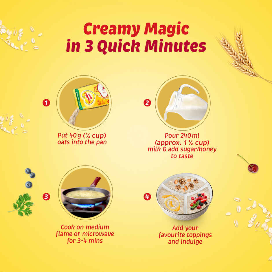Saffola Oats, Instant Rolled Oats, Soft & Creamy Oats, Power of Protein, Iron & Fibre