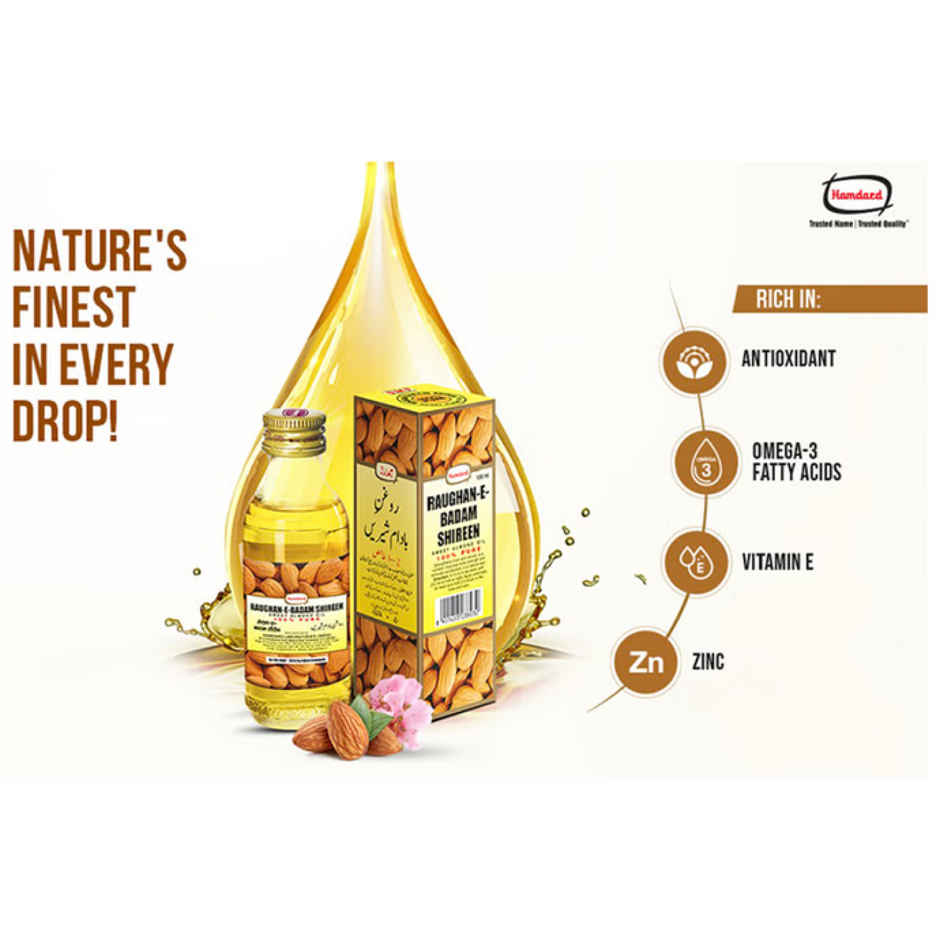 Hamdard Roghan Badam Shirin Pure Almond Oil 100mL
