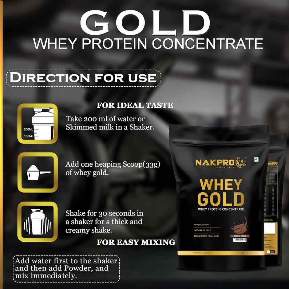 Nakpro Gold Whey Protein Concentrate Chocolate 25.5G Protein 5.6G Bcaa Trustified Certified