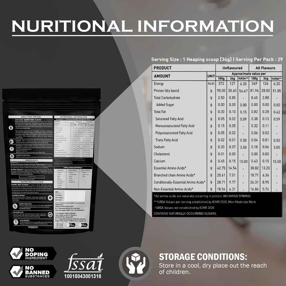 Nakpro Platinum Whey Protein Isolate Chocolate 28G Protein 6.4G Bcaa