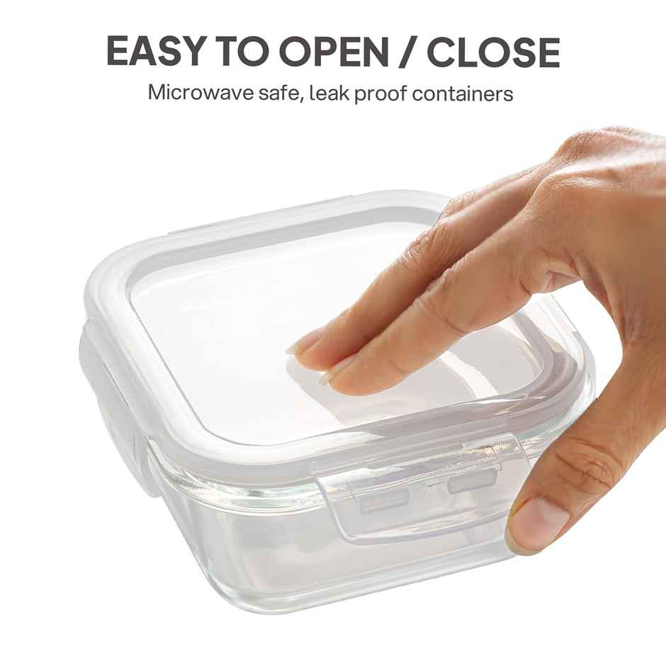 Cello Glassy Mix Lunch Box | Microwavable Borosilicate Glass | 2 x 320 ml and 2 x 240 ml
