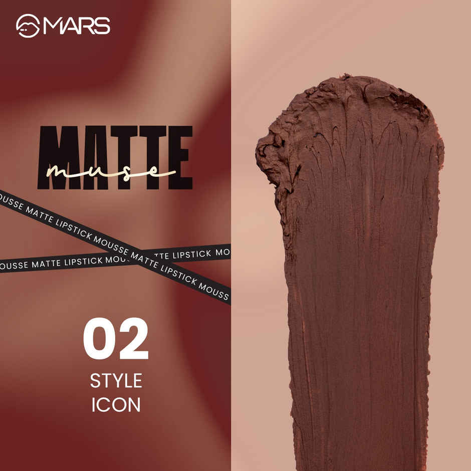 MARS Cosmetics Matte Muse Mousse Lipstick | 3 ml | 02-STYLE ICON with Doe-Foot Applicator