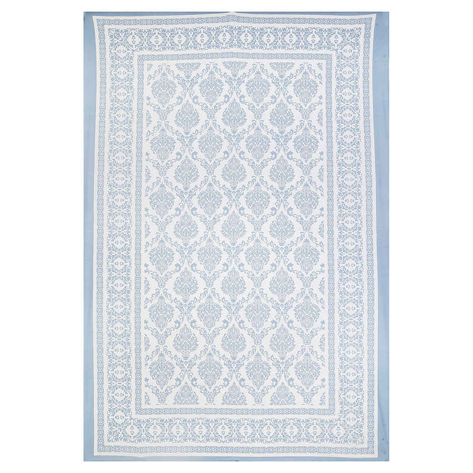 BAY6 100% Cotton Single Rajasthani Bedsheet - 90 in x 60 in - Traditional Blue Motifs Design