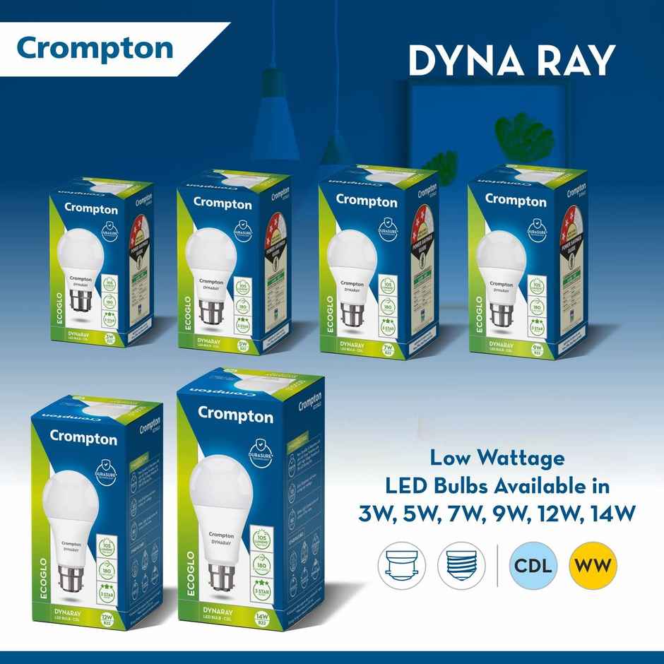 Crompton Dynaray Led Bulb 9w Cdl 1star | B22 Base Holder