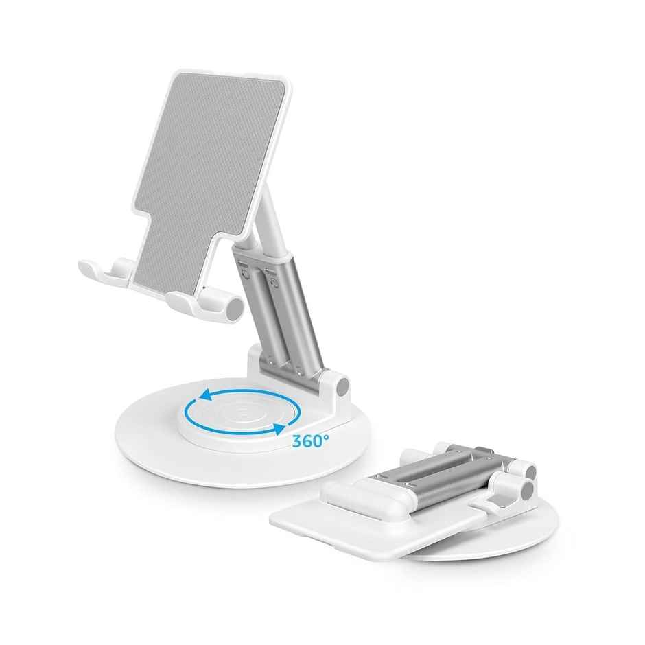 Dyazo Foldable Tablet Stand with 360 Rotation for iPad & Samsung Tabs - White