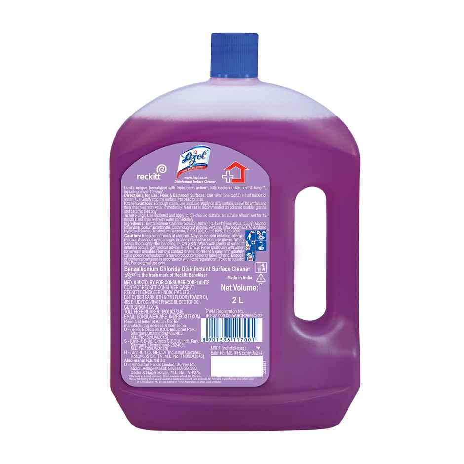 Lizol Disinfectant Surface Cleaner Lavender(2l) & Colin Glass Cleaner Pump 2X More Shine With Shine Boosters(500ml) Combo