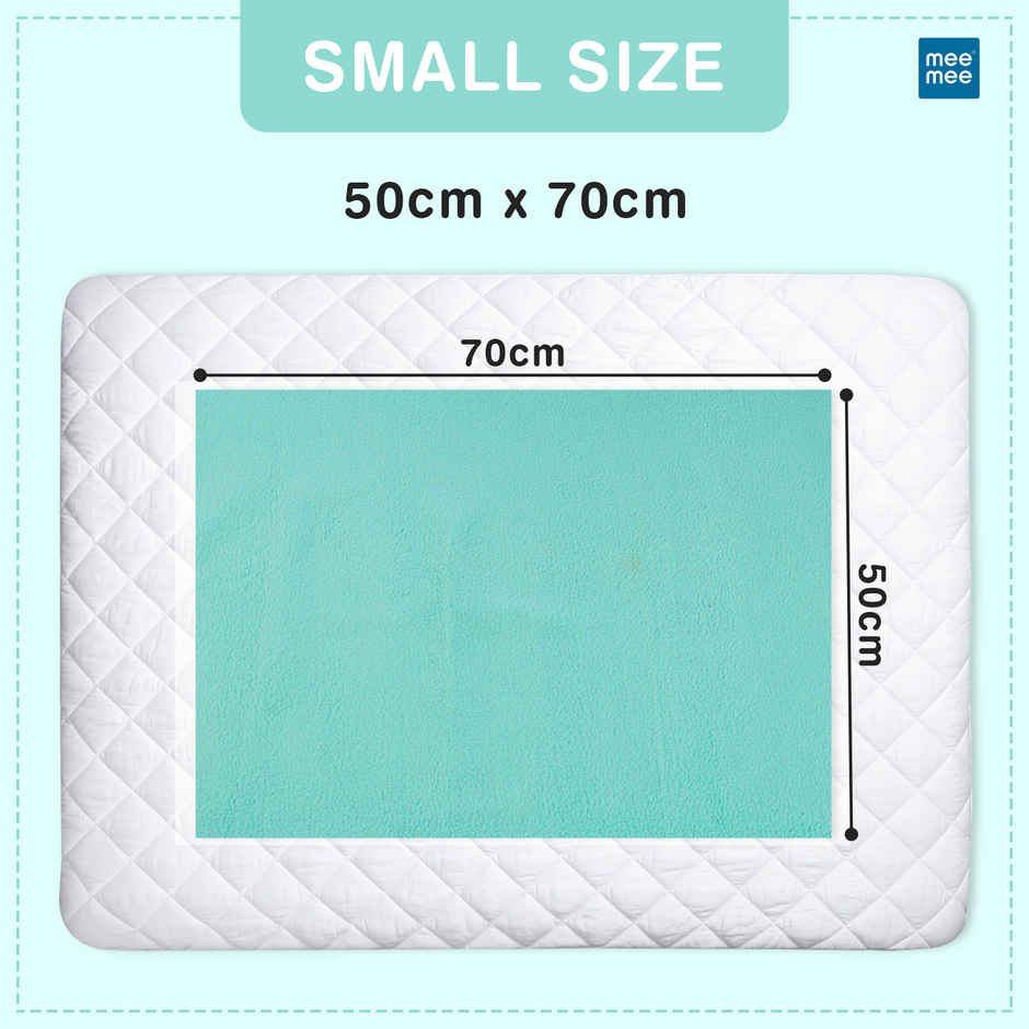 Mee Mee Reusable Waterproof/Extra Absorbent Cotton Mat/Dry Sheets/Bed Protector (Small | Green)