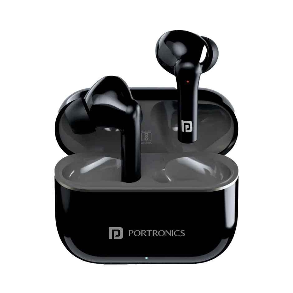 Portronics Harmonics Twins S6 TWS Earbuds with 50Hrs Playtime, Low Latency, Auto ENC, Quad Mics, 10mm Drivers, IPX4 Water Resistant, ASAP Charge, BT5.3, Touch Control, Type C Charging Port(Black)