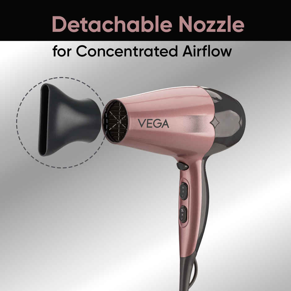 Vega Go Pro 2100W Professional Hair Dryer with 2 Speed & 3 Temperature Settings (VHDH-25)