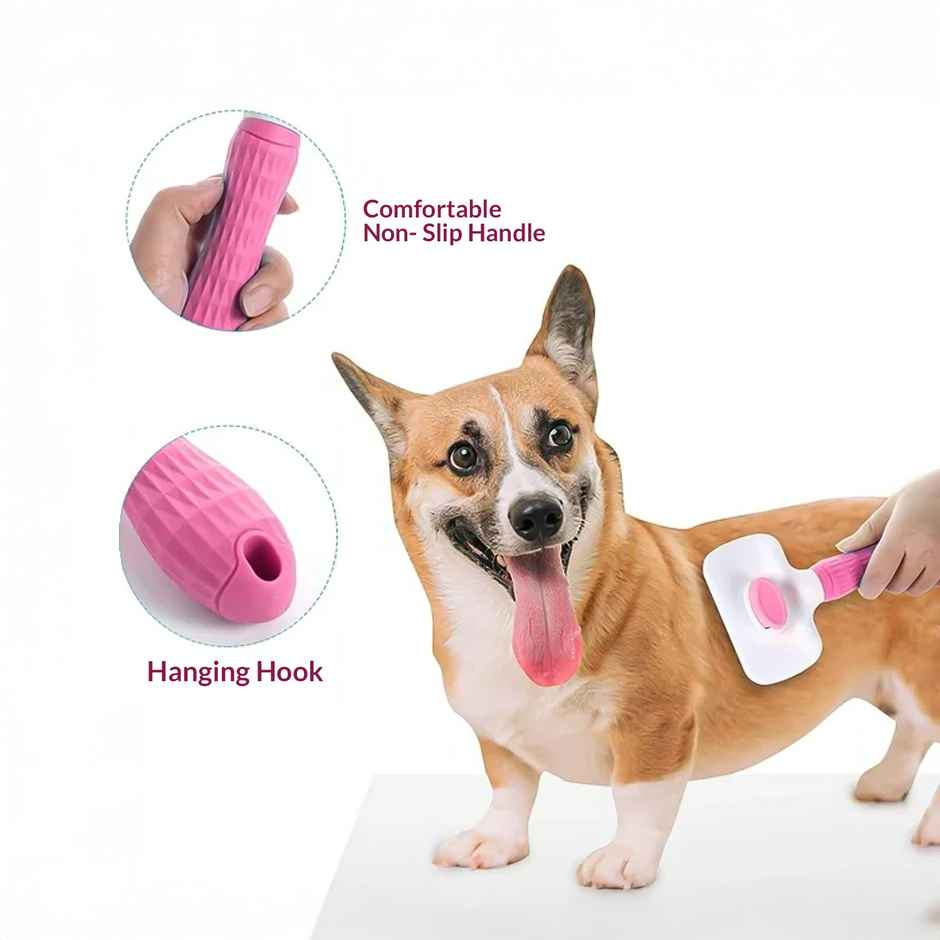 Urbanfix Pet Hair Slicker Brush (Soft Handle - M) for Dogs & Cats Grooming (Colour May Vary)