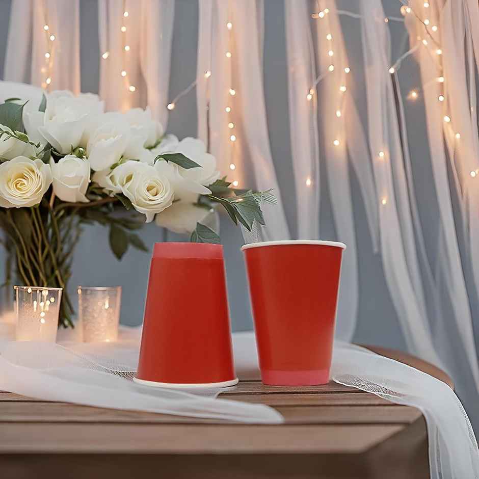 Red Party Cups | Disposable Glass | 360 ml | 5 pcs | Careswipe