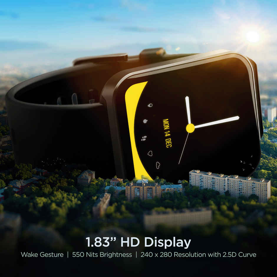 boAt Wave Stride Voice Smartwatch | 1.83" Display | IP68 Water Resistant - Active Black