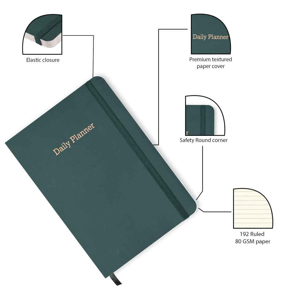 Papboo Executive Daily Planner For 3 Months (Green)
