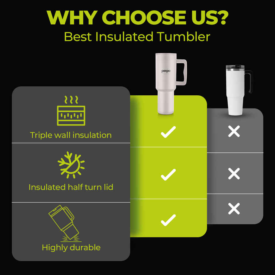 Pexpo Stanzy ISI Certified Double Wall Insulated Stainless Steel Tumbler | Oatmeal | 1.2 L