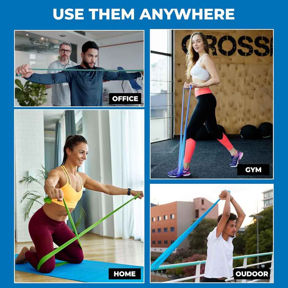 Nivia Stretch Band, Light Resistance Bands For Workout | 2.2 Kg Resistance Level - 1 | Light Blue