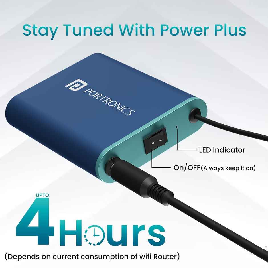 Portronics Power Plus Advanced 2000 mAh WiFi Router Power Bank, Design for 12v DC WiFi Router Blue