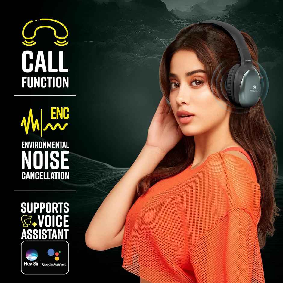 Zebronics Thunder Pro BT Headphone, Gaming Mode, ENC, Call Function, Aux, mSD, 60h (Olive Green)