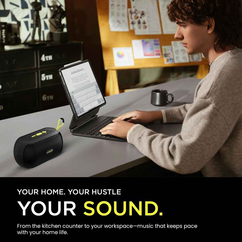 Hammer Wave 10W Bluetooth Speaker | Up to 8 Hours Playtime | BT v5.4, AUX | Black