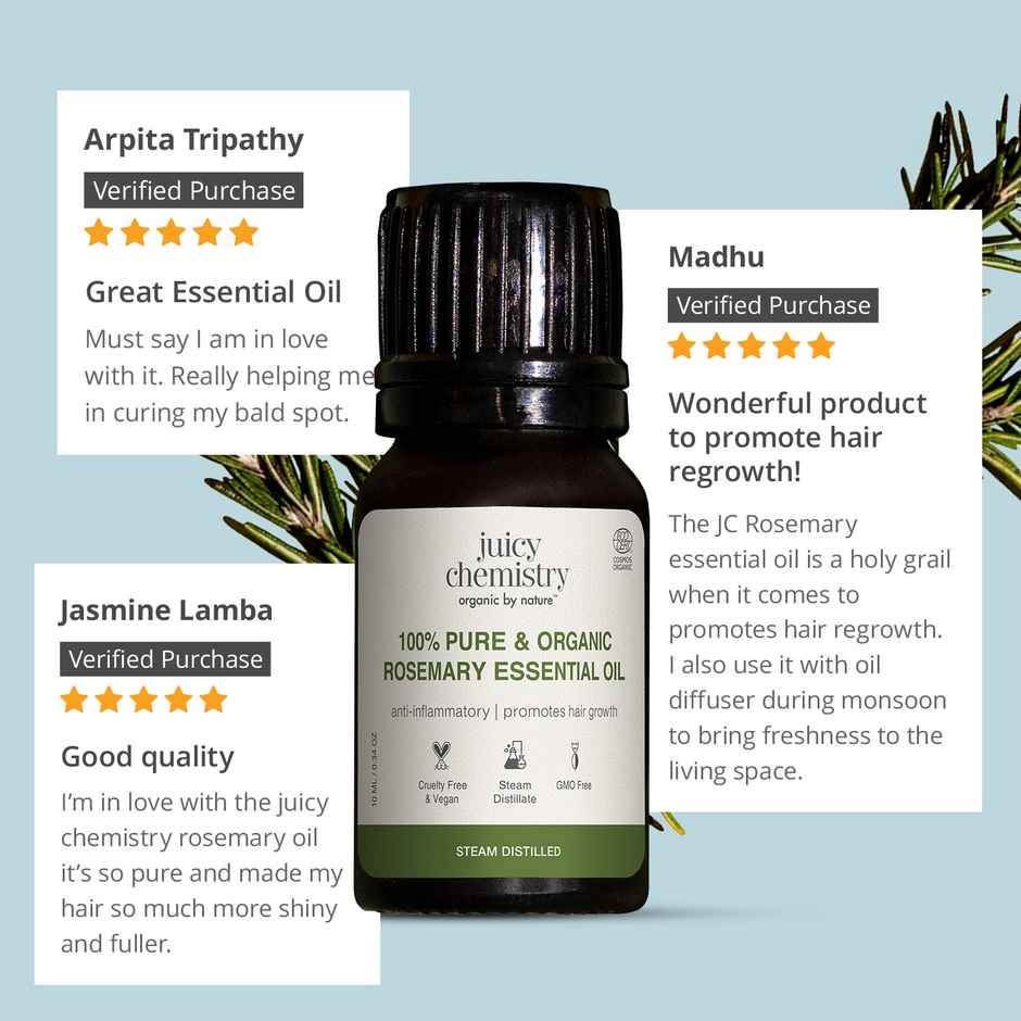 Juicy Chemistry 100% Pure & Organic Rosemary Essential Oil