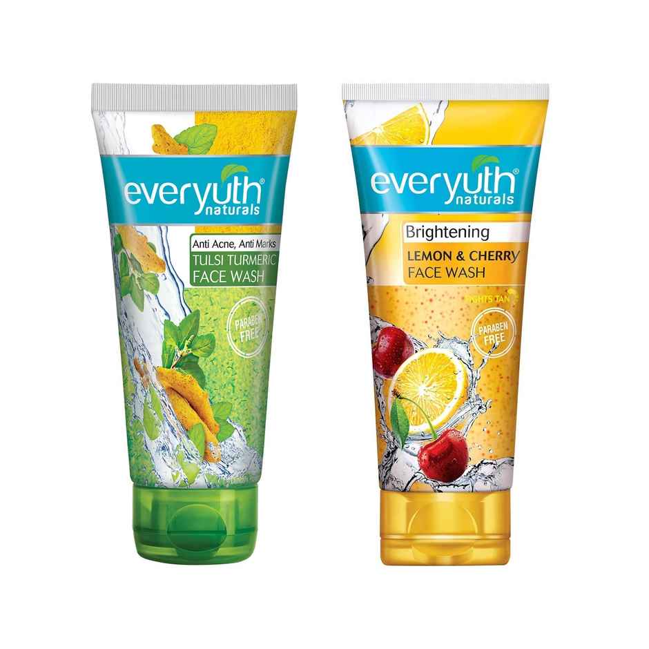 Everyuth Naturals Anti Acne, Anti Marks Tulsi Turmeric Face Wash(150gms) & Everyuth Naturals Brightening Lemon & Cheery Face Wash(150gms) Combo