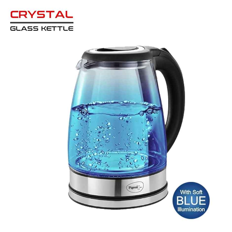 Pigeon  by Stovekraft Crystal Glass 1500 Watt Electric Kettle, 1.8 litre with LED Illumination, Heat Resistant, Auto Shutt off - Silver