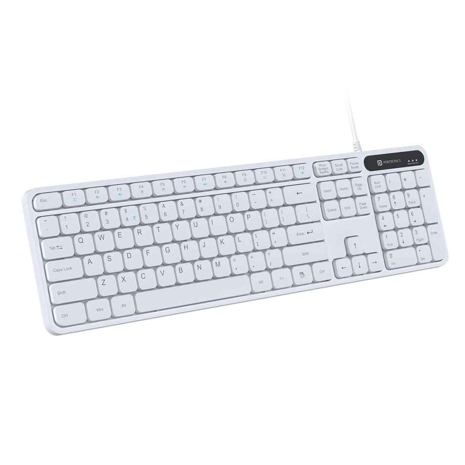 Portronics Ki-Pad 3 USB Wired Keyboard with Large Keycaps, Noise-Free Typing(White)