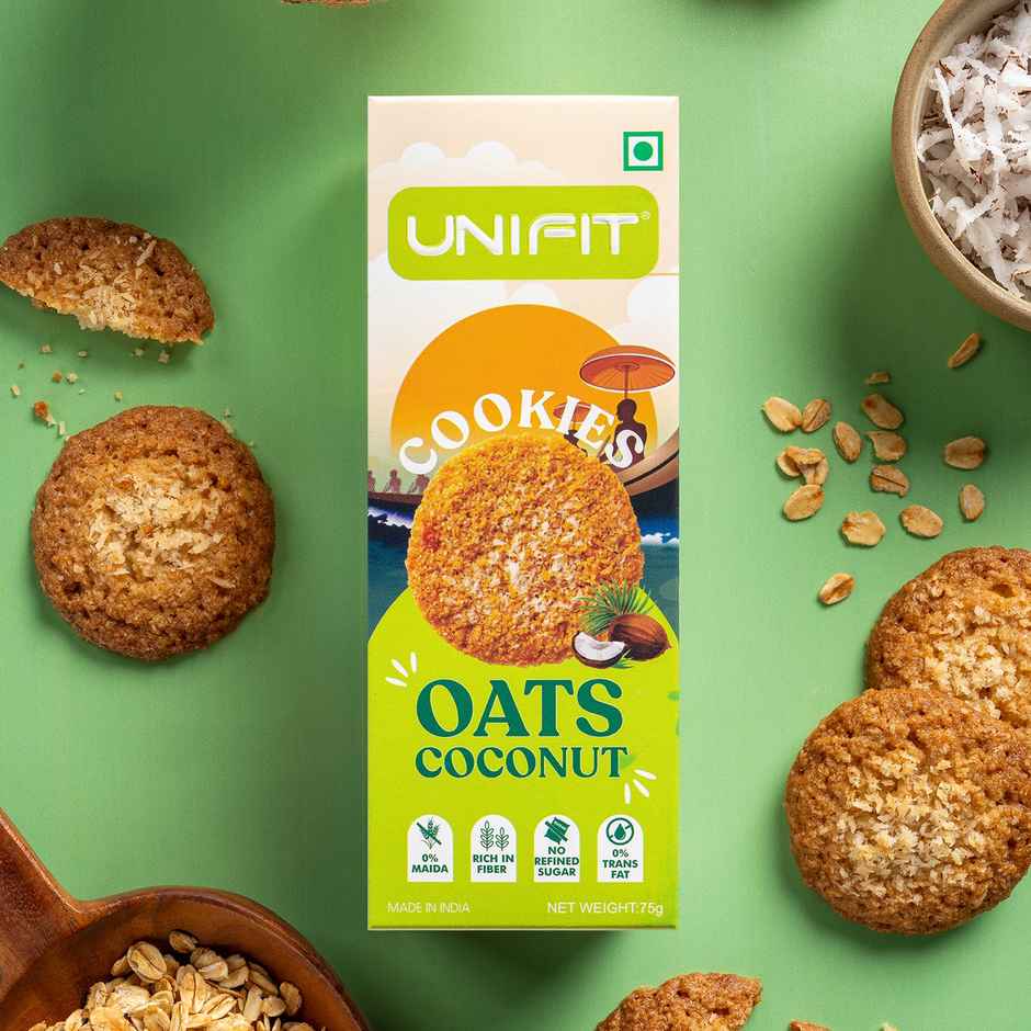 Unifit Oats Coconut Cookies | Delightfully Crunchy | Rich in Fiber and Protein