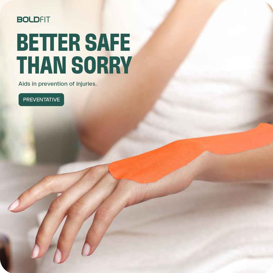 Boldfit Kinesiology Tape For Physiotherapy Ankle K Taping Waterproof-Black, 2 In