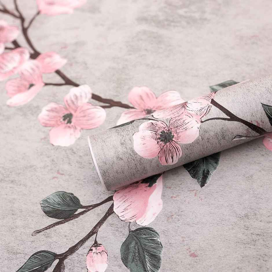 Wollzo Grey Floral Flower Decorative Wallpaper (45 X 500 Cm)