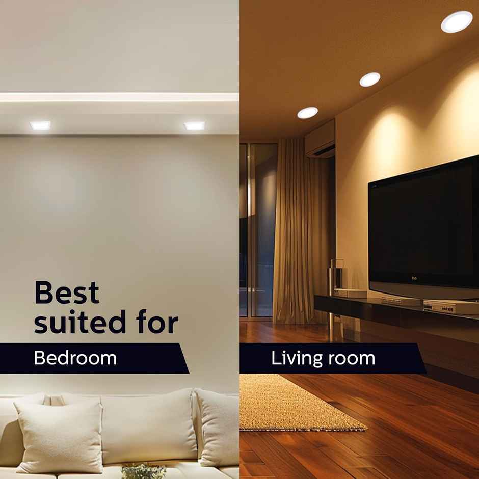 Philips Astra Sleek 10-watt Round LED Downlighter | LED Ceiling Light for Home and Hall | Cut Out: 110 mm, Color: Warm White, Pack of 1