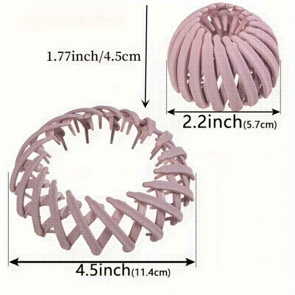 Chronex 2 Pcs Matte Bird's Nest Hair Claw Set | Expandable Ponytail & Bun Maker For Women