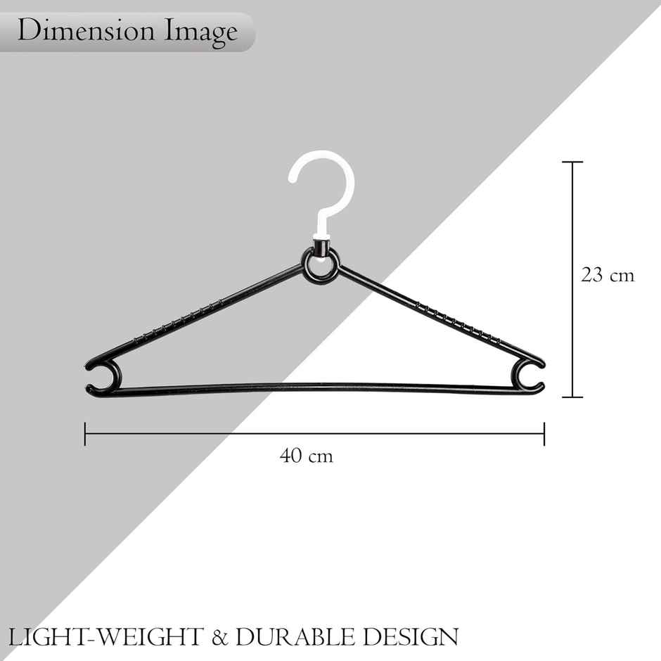 Kuber Industries Plastic Wardrobe Hangers | Non-Slip with Swivel Hook | Black