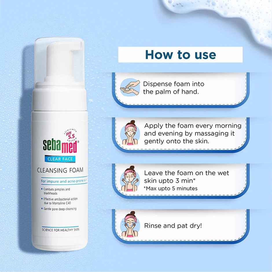Sebamed Clear Face Cleansing Foam | pH 5.5 I Combats Pimples, Blackheads