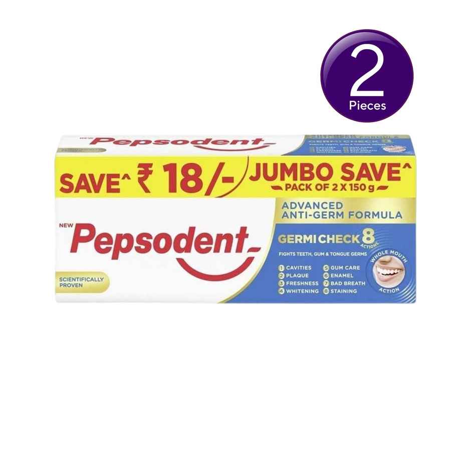 Pepsodent Germicheck 8 Actions, Toothpaste With Anti-Germ Formula, Clove & Neem Oil Combo
