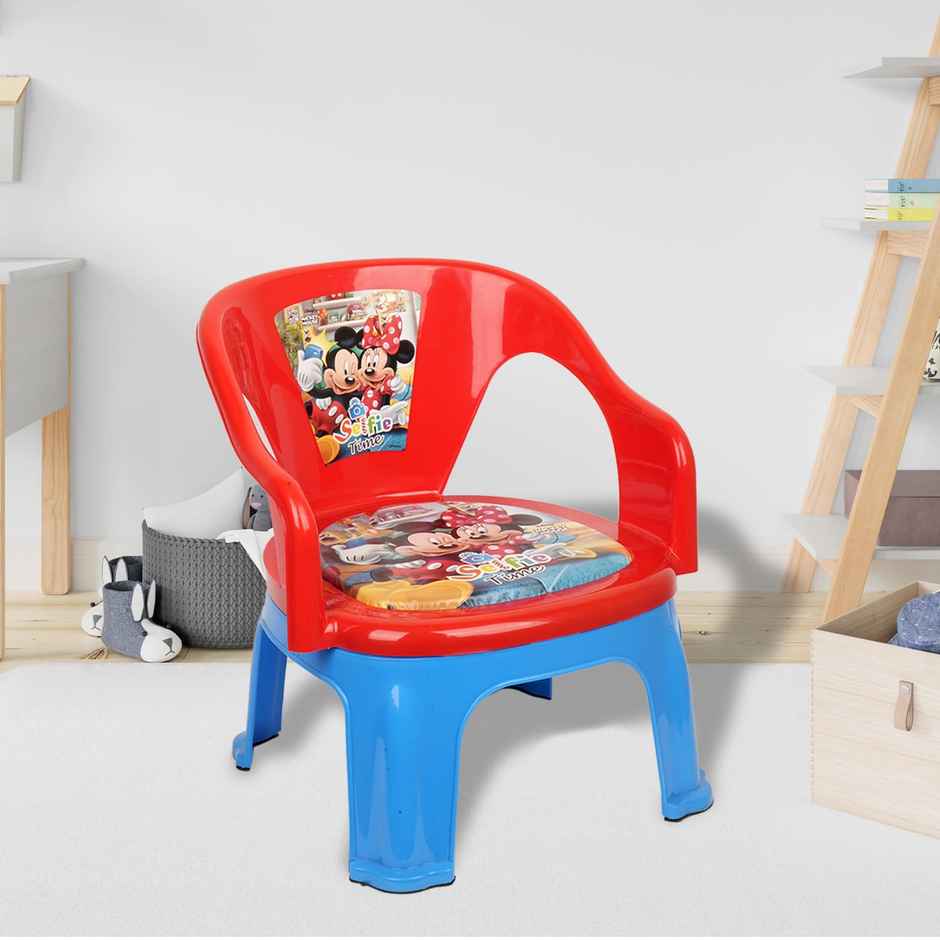 Kuber Industries Disney Mickey Plastic Foldable Kids Chair|Baby Stool|Capacity 30 Kg|Red