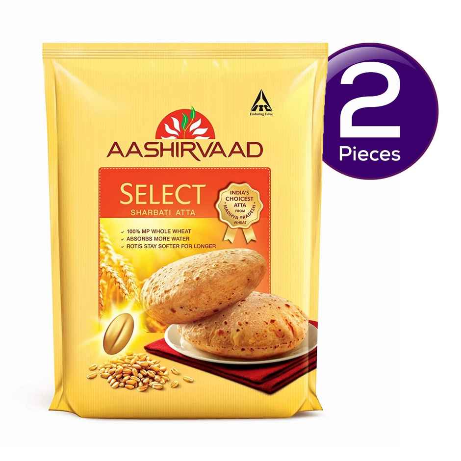 Aashirvaad Select | 100% MP Sharbati Wheat Atta for Soft Makhmali Rotis Combo