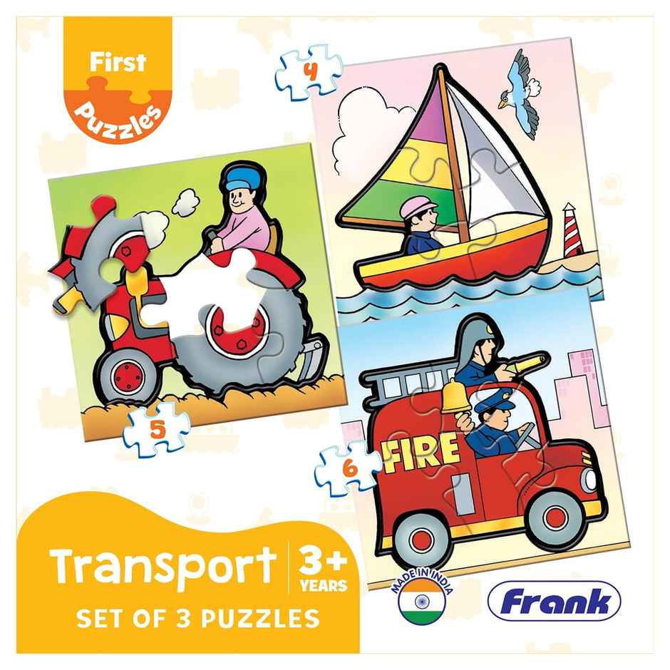 Frank Transport - A Set Of 3 First Puzzles - 4, 5 & 6 Pieces