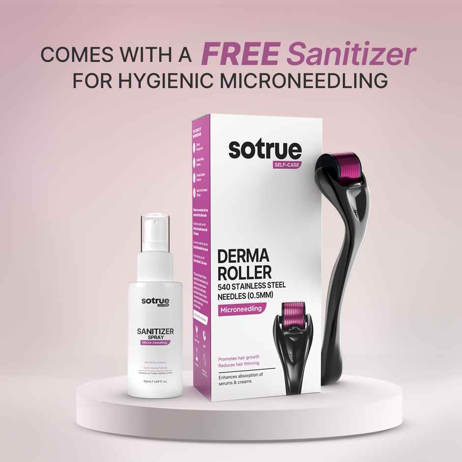 Sotrue Derma Roller 0.5 mm with 540 Stainless Steel Needles | Free Sanitizer 50ml