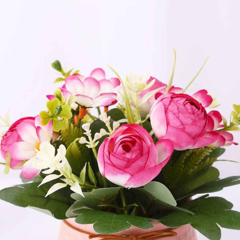 TIED RIBBONS Rose Artificial Plant with Pot